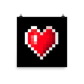 8-Bit Pixel Heart - 8" x 8" Print