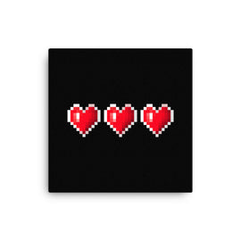 8-Bit Pixel Hearts - 16" x 16" Canvas